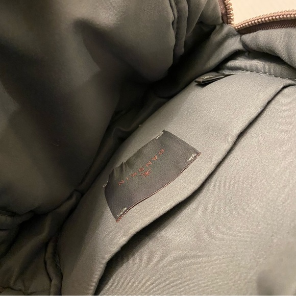 Danskin Puffer Soft Nylon Speckled Print Crossbody Zipper Backpack Tan and Cream - Picture 5 of 6